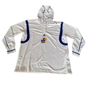 NWT Adidas Men’s Large Kansas Jayhawks White Hooded Basketball Warm Up Shirt